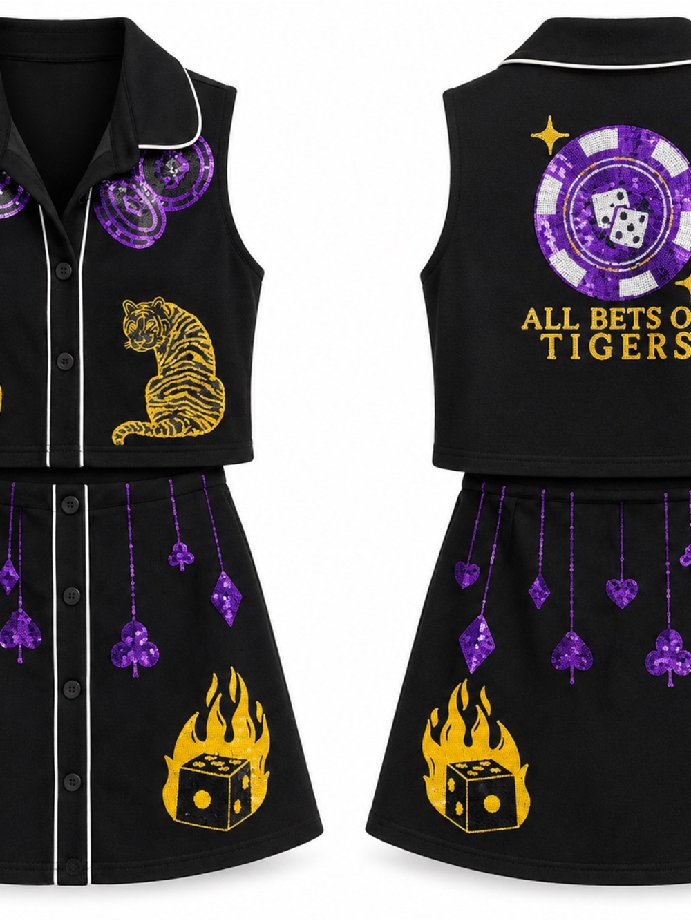 LSU “All Bets on Tigers” Sequin Two-Piece Set